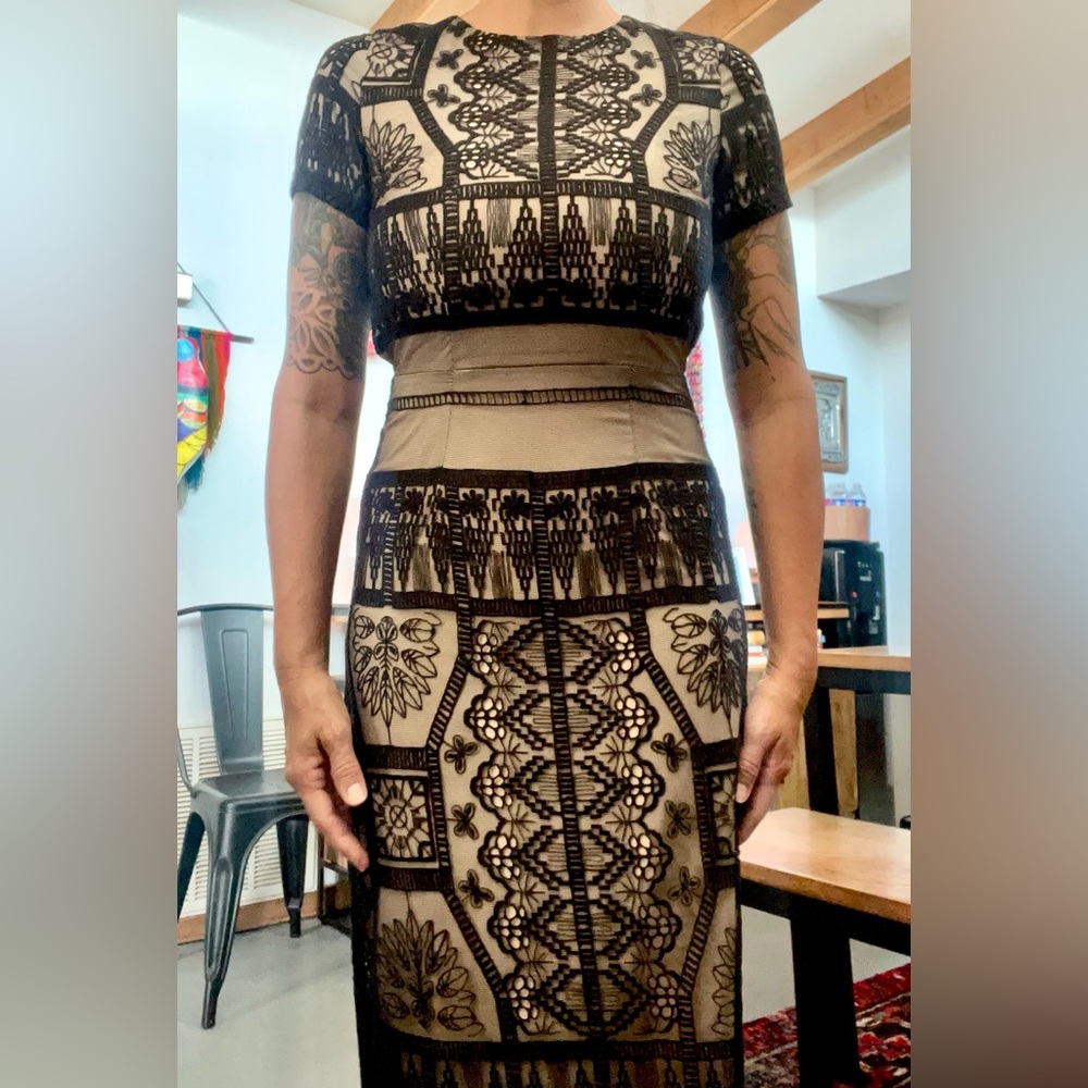 Anthropology Long Black Lace Korovilas Dress